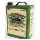 Vintage Sturdy Motor Oil Two Gallon Oil Can