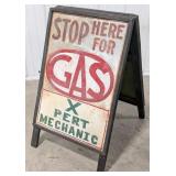 Custom Vintage DST Stop Here For Gas Embossed Curb