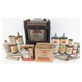Large Lot Of Vintage Mobil Oil Cans & More / Gargo