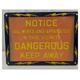 Vintage SSP Dangerous Keep Away Industrial Sign w/