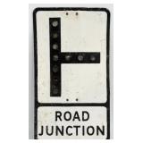 Vintage SST Embossed Road Junction Road Sign w/ Gl