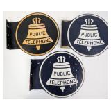 3) Vintage 13in DST Bell Public Telephone Flange A