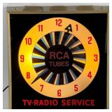 Vintage RCA Radio Tubes Lighted Spinner Clock w/ I