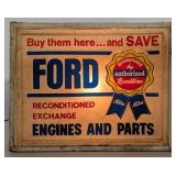 Vintage Ford Engine & Parts Embossed Lighted Deale