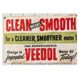 Vintage Veedol Motor Oil Canvas Advertising Banner