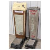 2) Vintage Coin Operated Scales / Watling / J.F. F