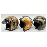 3) Vintage 1960s-1970s Metal Flake Motorcycle Helm