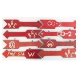 8) Vintage 2-Sided Wood Fire Station Arrow Signs
