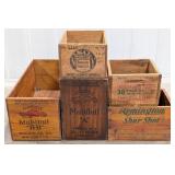 5) Vintage Wood Advertising Crates / Mobil Gargoyl