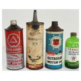 Lot Of 4 Vintage Outboard Boat Motor Oil Cans / Ga