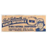Original 1954 Harley-Davidson Motorcycle Racing Pa