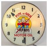 Custom Vintage Pep Boys Motor Oil Lighted PAM Cloc