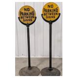 2) Vintage DST "No Parking Between Signs" Curb S