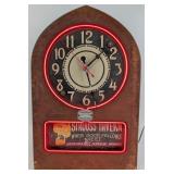 Early Telechron Cathedral Style Neon Rotating Adve