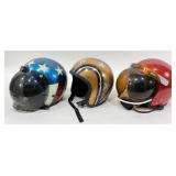 3) Vintage 1960s-1970s Metal Flake Motorcycle Helm