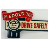 Vintage Pure Oil Co. Purol-Pep Embossed Tin Licens