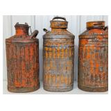 3) Vintage Gulf Service Station 5 Gallon Gas / Oil