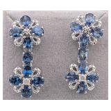 Sterling 2.89 ctw Oval Tanzanite & Diamond Dangle