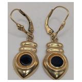 14K Gold Black Onyx Drop Earrings