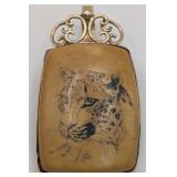 14K Gold Scrimshaw Cheetah Pendant