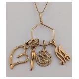 14K Gold Charm Pendant Necklace