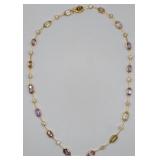 14K Gold Multi- Color Sapphire & Diamond Necklace