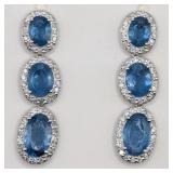 Platinum Aquamarine & Diamond Drop Earrings
