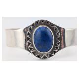 Vintage Sterling Native American Lapis Lazuli Cuff