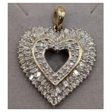 10K Gold Diamond Heart Pendant