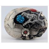 Vintage Sterling Native American Turquoise & Coral