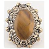 Vintage Sterling Tigers Eye Poison Ring