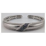 Sterling Judith Ripka Sapphire Hinged Cuff Bracele