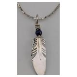 Sterling Native American Ray Tracey Feather Pendan