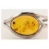 Vintage Sterling Amber Cuff Bracelet