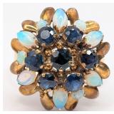 10K Gold Opal & Sapphire Ring