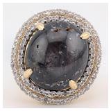 Sterling 29.23 CT Star Ruby & White Sapphire Halo