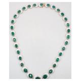 14K Gold Oscar Friedman Emerald & Diamond Necklace