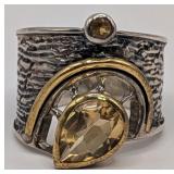 Sterling & 14K Gold Plate Arya Double Citrine Wide