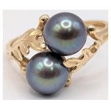 14K Gold Tahitian Pearl Bypass Ring