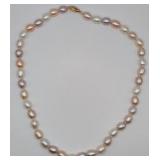 14K Gold Clasp Pink & white Pearl Necklace