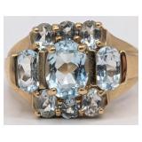 18K Gold Aquamarine Tiered Ring