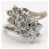 14K Gold Diamond Cluster Ring