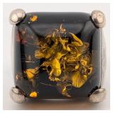 Vintage Sterling Holland Made Square Amber Ring