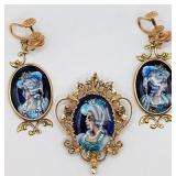 Antique French 14K Gold Cameo Set