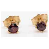 14K Gold Garnet Stud Earrings