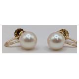 14K Gold 8.5 mm Pearl Earrings