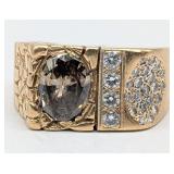 14K Gold Nugget Style Brown & White Diamond Ring