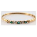 14K Gold Emerald & Diamond Bracelet