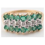 10K Gold Emerald & Diamond Ring