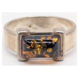 Vintage Sterling Amber Ring